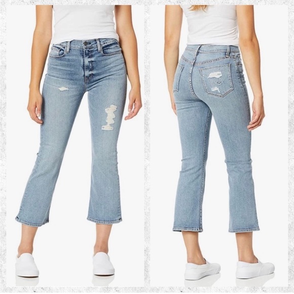 Hudson Jeans Denim - NEW • Hudson • Women’s High Rise Crop Boot Cut Jeans Blue Distressed Friction